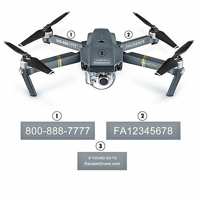 Drone Registration Number Decals / Labels - Faa Uas Compliant - Mavic Pro Shown
