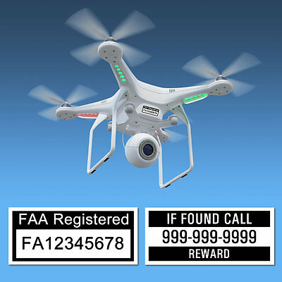 Drone Labels / Stickers, Display Faa Uas Certificate Of Registration & Phone #