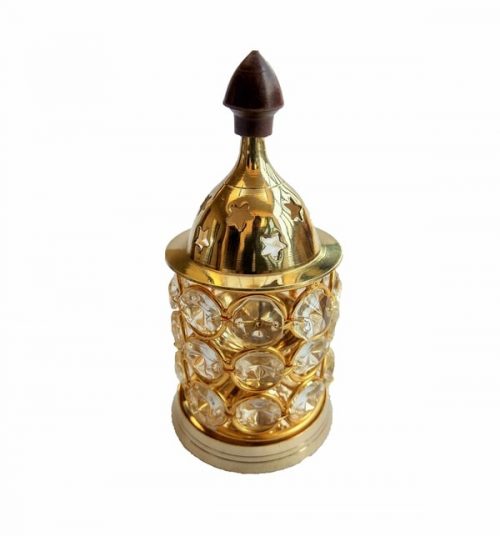 Brass Diamond Crystal Akhand Diya BDCA02
