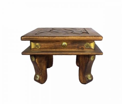 Wooden Carved Chowki Stool WCCS01