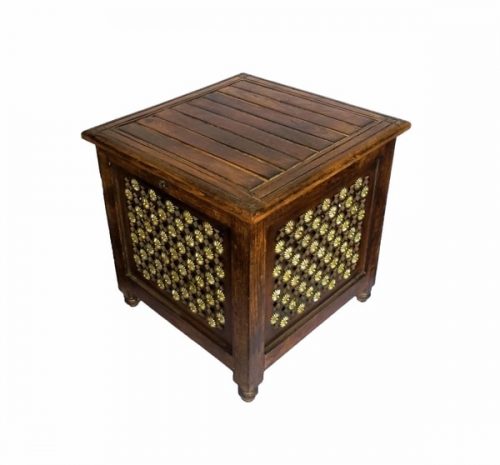 Wooden Carved Stool Cum Storage Box WCSSB04