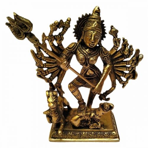 Brass Durga Mahishasur Mardini Murti Idol BGMI06