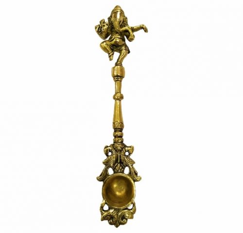 Brass Ganesha Hawan Arti Diya Spoon BGHADS01