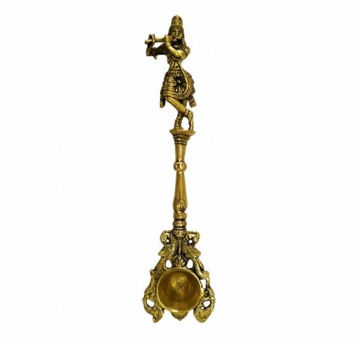 Brass Krishna Hawan Arti Diya Spoon BKHADS01