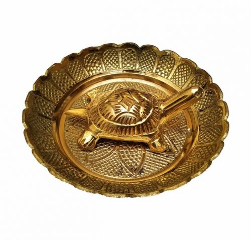 Brass Tortoise Turtle Kachua with Plate BTTKWP01